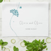 Niedliche türkisfarbene Blume Geschirrtuch (Gefaltet)