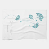 Niedliche türkisfarbene Blume Geschirrtuch (Horizontal)