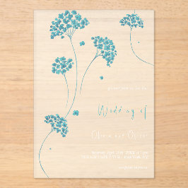 Niedliche türkisfarbene Blume Hochzeit Acryleinladungen