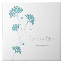 Niedliche türkisfarbene Blume Hochzeit Fliese