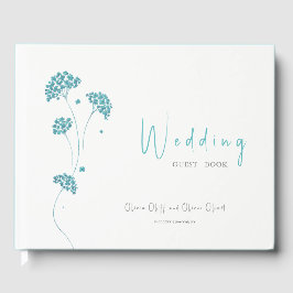 Niedliche türkisfarbene Blume Hochzeit Gästebuch