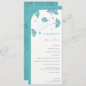 Niedliche türkisfarbene Blume Hochzeit Programm (Vorne/Hinten)