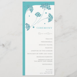 Niedliche türkisfarbene Blume Hochzeit Programm