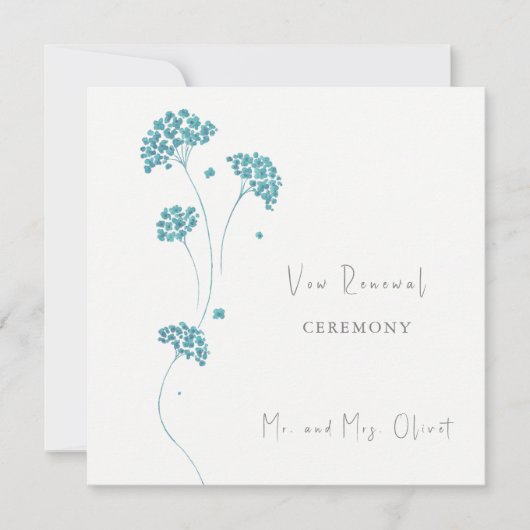 Niedliche türkisfarbene Blume Neue Einladung (Vorderseite)