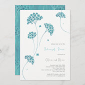 Niedliche türkisfarbene Blume Probe Abendessen Einladung (Vorne/Hinten)