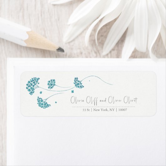 Niedliche türkisfarbene Blume Rücksendeadresse (Insitu)