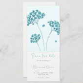 Niedliche türkisfarbene Blume Save the Date Einladung (Vorne/Hinten)