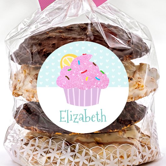 Niedliche türkisfarbene Kuchen Süße moderne Namens Runder Aufkleber