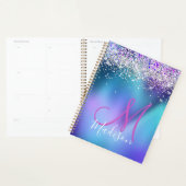 Niedliche türkisfarbene lila Imitate Glitzer Monog Planer (Anzeige)