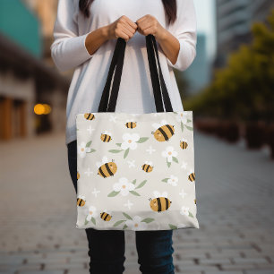 Niedliche Tüte mit Hummeln, Blumenbeutel Tasche