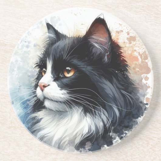 Niedliche Tuxedo Cat Getränkeuntersetzer (Vorne)
