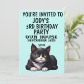NIEDLICHE TUXEDO CAT KINDER GEBURTSTAG PARTY EINLA EINLADUNG (Stehend Vorderseite)