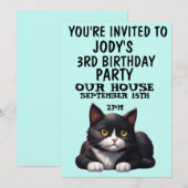 NIEDLICHE TUXEDO CAT KINDER GEBURTSTAG PARTY EINLA EINLADUNG (Vorne/Hinten)