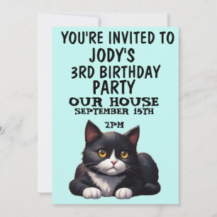 NIEDLICHE TUXEDO CAT KINDER GEBURTSTAG PARTY EINLA EINLADUNG