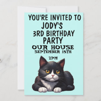 NIEDLICHE TUXEDO CAT KINDER GEBURTSTAG PARTY EINLA EINLADUNG