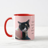 Niedliche Tuxedo Katze Denken Sie an Frieden Custo Tasse (Links)