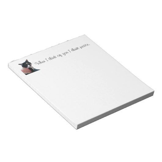 Niedliche Tuxedo Katze Denken Sie an Friedensstift Notizblock (angewinkelt)