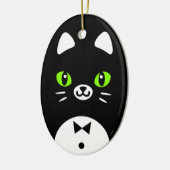 Niedliche Tuxedo-Katze Keramikornament (Links)