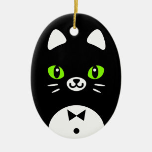Niedliche Tuxedo-Katze Keramikornament