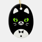 Niedliche Tuxedo-Katze Keramikornament (Hinten)