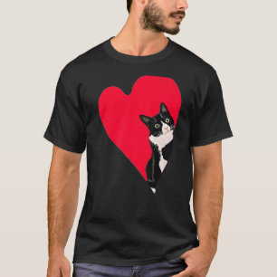 Niedliche Tuxedo Katze Valentinherz für Kätzchen u T-Shirt