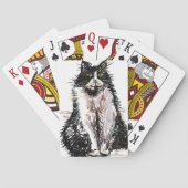 Niedliche Tuxedo Katze Wasserfarben Set Spielkarten (Rückseite)