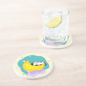 Niedliche Tuxedo Kitty Cat Schlafen auf dem Mond Getränkeuntersetzer (Seite)