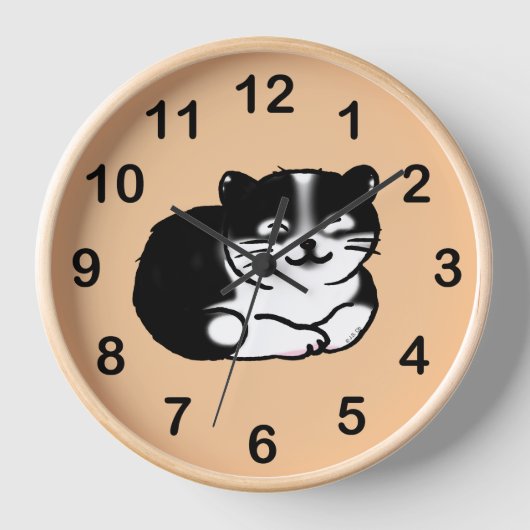 niedliche Tuxedokatze Uhr (Vorderseite)