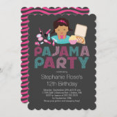 Niedliche Tween-Pyjama-Geburtstags-Party Einladung (Vorne/Hinten)