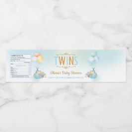 Niedliche Twin Boys Elephant Baby Dusche Sprinkle  Wasserflaschenetikett