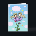 Niedliche Twin Fairies Twin Sister Birthday Card Karte<br><div class="desc">Ein zeichn,  den ich von Hand gemacht und dann digital gefärbt habe. :</div>