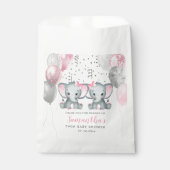 Niedliche Twin Girl Elephant Pink Balloons Babydus Geschenktütchen (Vorderseite)