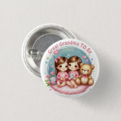 Niedliche Twin Girl's Baby Dusche große Oma, um zu Button (Vorne & Hinten)