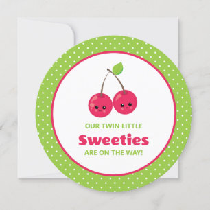 Niedliche Twin Little Sweeties Cherries Babydusche Einladung