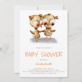Niedliche Twin Owls Babydusche Einladung
