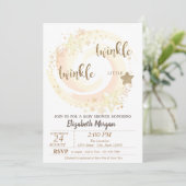 Niedliche Twinkle Little Star Glitzer Kinderdusche Einladung (Stehend Vorderseite)