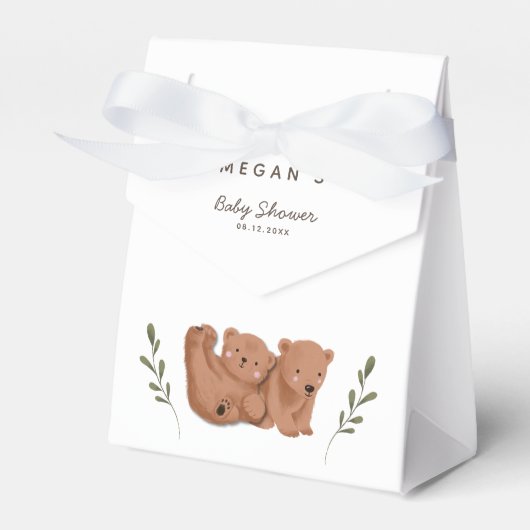 Niedliche Twins Bear Baby Dusche Geschenkschachtel (Vorderseite)