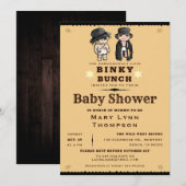 Niedliche Twins Binky Bunch Western Babydusche Einladung (Vorne/Hinten)