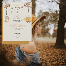 Niedliche Twins Boy & Girl Baby Dusche Einladung