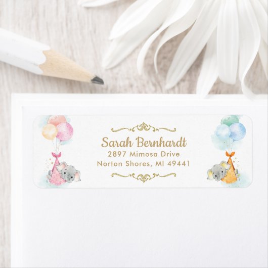 Niedliche Twins Boy Girl Elephant Babydusche Adres (Insitu)