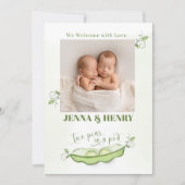 Niedliche Twins Foto Peas in einem Pod Einladung (Vorderseite)