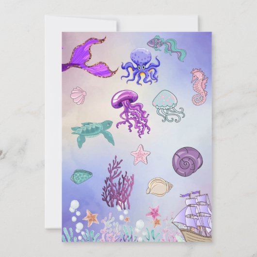 Niedliche Twins Mermaids und Pirates Birthday Part Einladung (Rückseite)