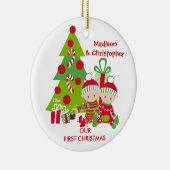 Niedliche Twins Sehr Erste Weihnachtsfeier Keramik Ornament (Rechts)