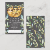 Niedliche Twins Sloth Baby Dusche Windeln Raffle T Begleitkarte (Vorne/Hinten)