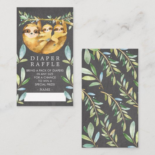 Niedliche Twins Sloth Baby Dusche Windeln Raffle T Begleitkarte (Vorne/Hinten)