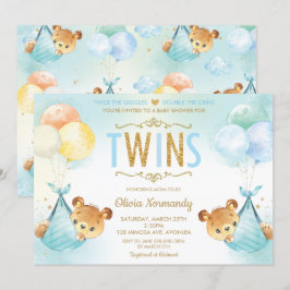Niedliche Twins Twin Baby Boys Teddy Bears Babydus Einladung