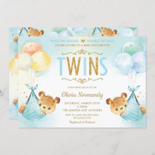 Niedliche Twins Twin Baby Boys Teddy Bears Babydus Einladung