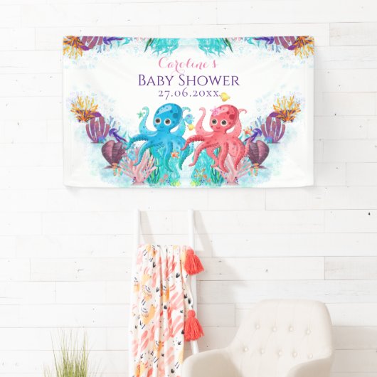 Niedliche TwinsOcean Octopus bunt Happy Birthday Banner (Insitu)
