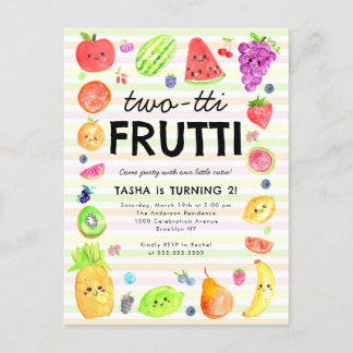 Niedliche TWO-tti Frutti Sommer Frucht 2. Geburtst Postkarte