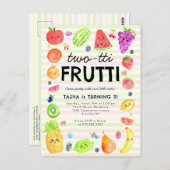 Niedliche TWO-tti Frutti Sommer Frucht 2. Geburtst Postkarte (Vorne/Hinten)